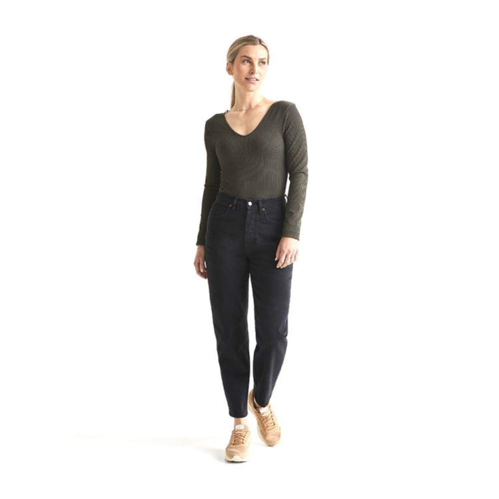 Du/er Midweight Denim High Rise Arc (Button Fly) - Aged Black Size 33